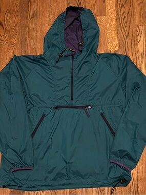 Unbranded Teal Hooded Windbreaker Pullover Jacket Retro zipper 271